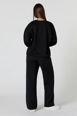 Regular Fit Sweat Suit Fleece (Black)