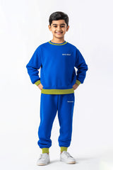 Kids Solid Unisex track suit (Fleece) R-Blue