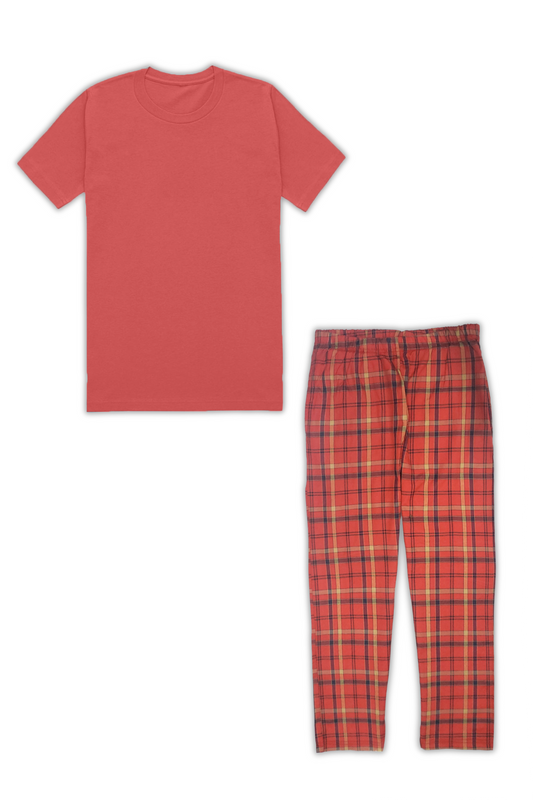 Unisex T-shirt and cotton Check Trouser