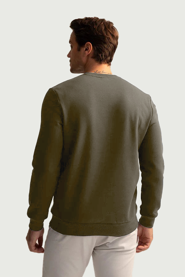 Regular Fit Crew Neck Long Sleeve Sweatshirt - Terry brown