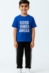 Girls R-Blue T-shirt and  Black  stripe Trouser (GTA)