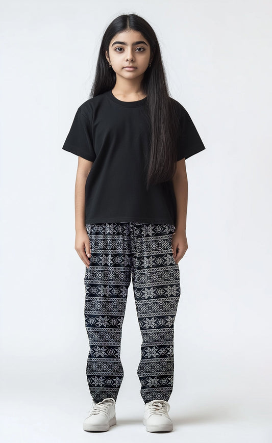 Unisex T-shirt and Trouser (Black white 100% Cotton Plain)