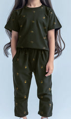 Girls T-shirt and Trouser (Black Owl)