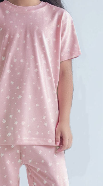 Girls T-shirt and Trouser (Powder Pink Stars)