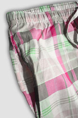 Women Cotton Check Trouser (pink Check)