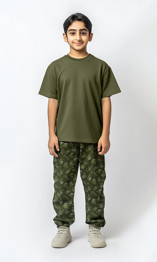 Boys T-shirt and Trouser (Green Bearing's)