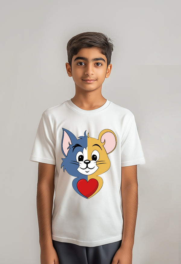 Girls Premium Tees yellow and blue tom & jerry face 😔