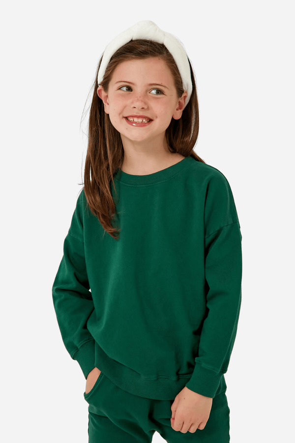 Kids Solid Girs Full Sleeves Sweat Shirt (Fleece) Green