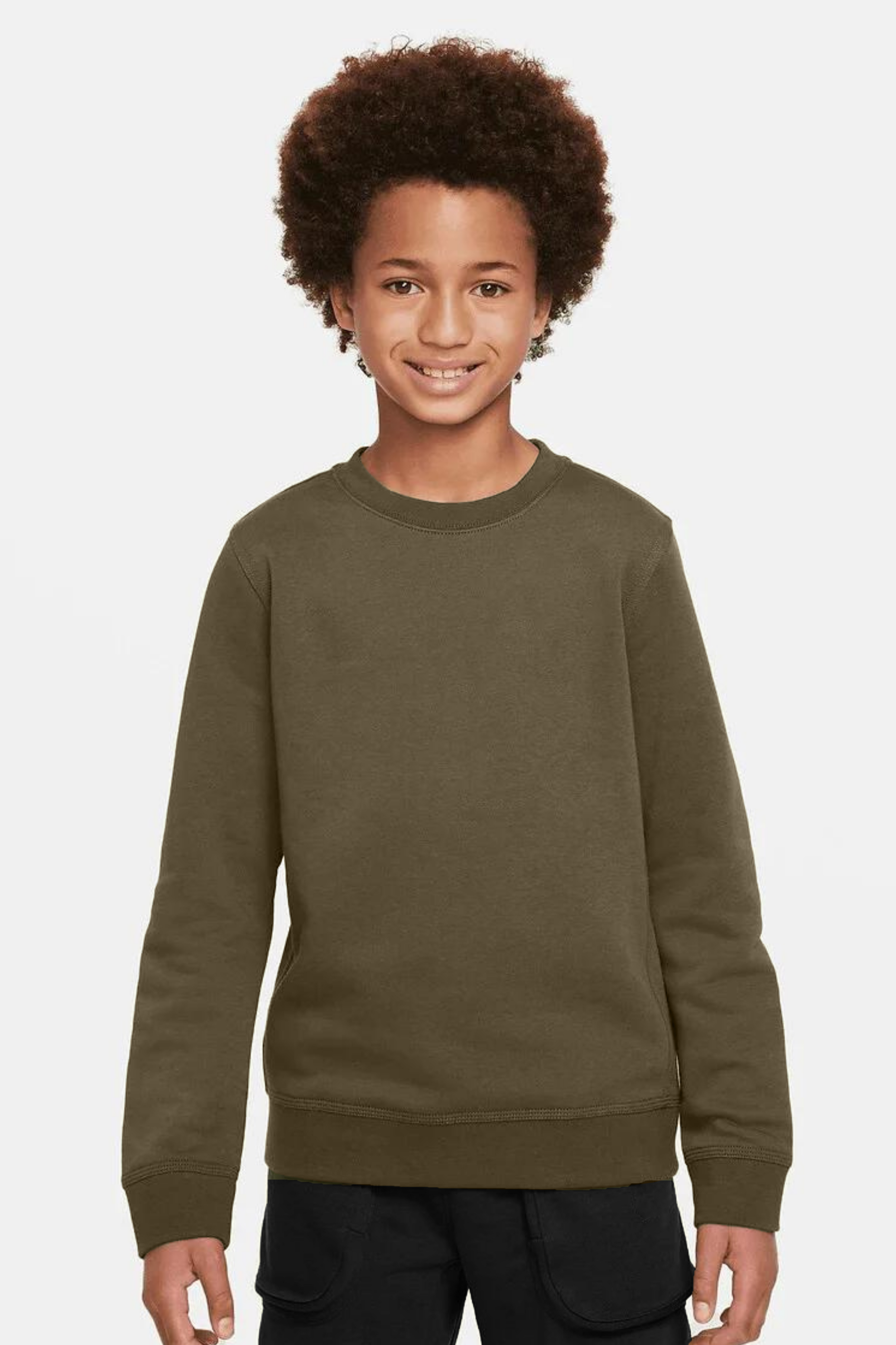 Kids Solid Unisex Full Sleeves Sweat Shirt (Fleece) Brown