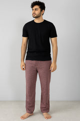 Men Cotton Trouser And Shirt (Light Orange Check) Stretchable