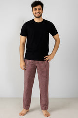 Men Cotton Trouser And Shirt (Light Orange Check) Stretchable