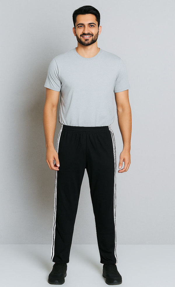 Men's Essential Side Stripe Trouser (Black)