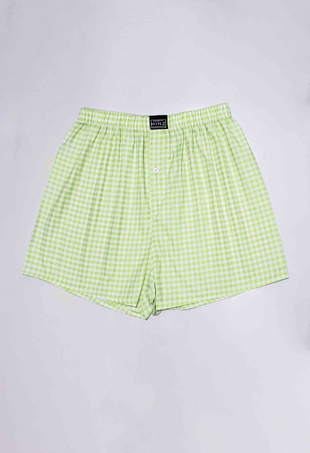 Men Stripe Cotton Boxer Shorts - (100% Cotton) Light Green Check