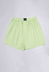 Men Stripe Cotton Boxer Shorts - (100% Cotton) Light Green Check