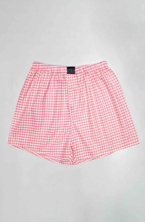 Men Stripe Cotton Boxer Shorts - (100% Cotton) Pink Check