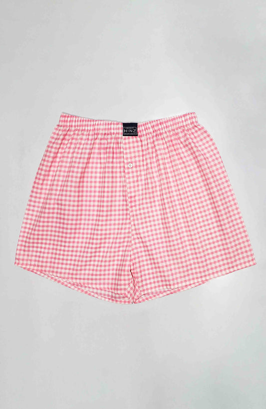 Men Stripe Cotton Boxer Shorts - (100% Cotton) Pink Check