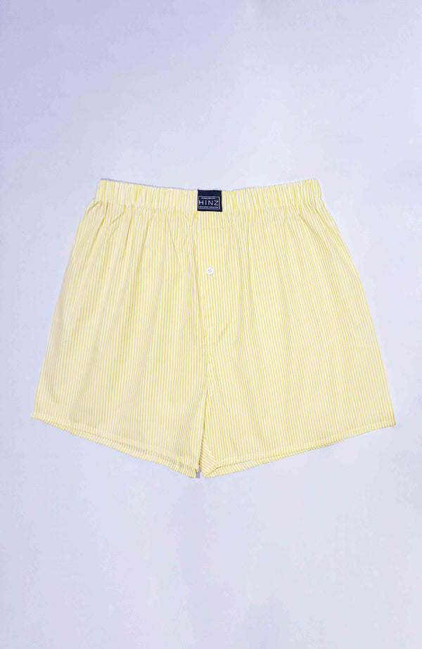 Men Stripe Cotton Boxer Shorts - (100% Cotton) Yellow Line