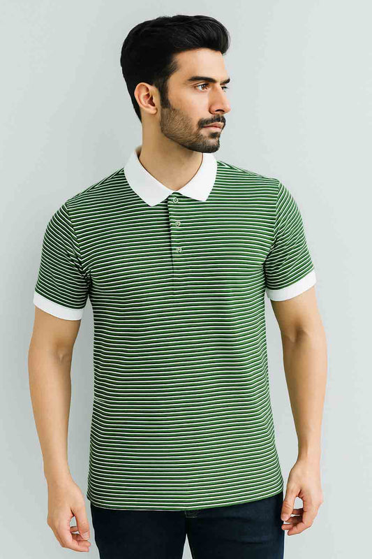 Polo Shirt Double Green Stripe