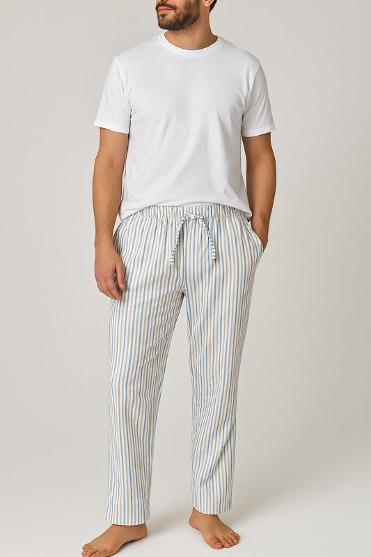 Men Cotton Trouser And Shirt (White Plaid)