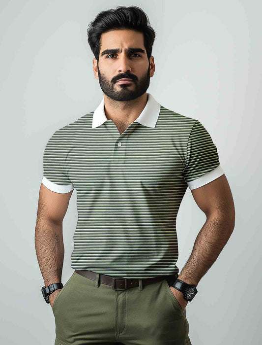 Polo Shirt Double Green Stripe