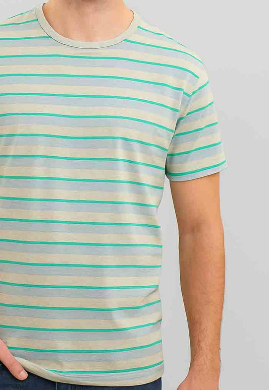 Light Green and Yellow Stripes Short Sleeve T-Shirt
