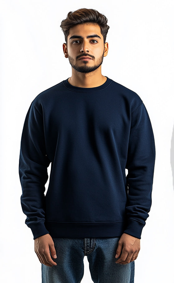 Regular Fit Crew Neck Long Sleeve Sweatshirt Navy