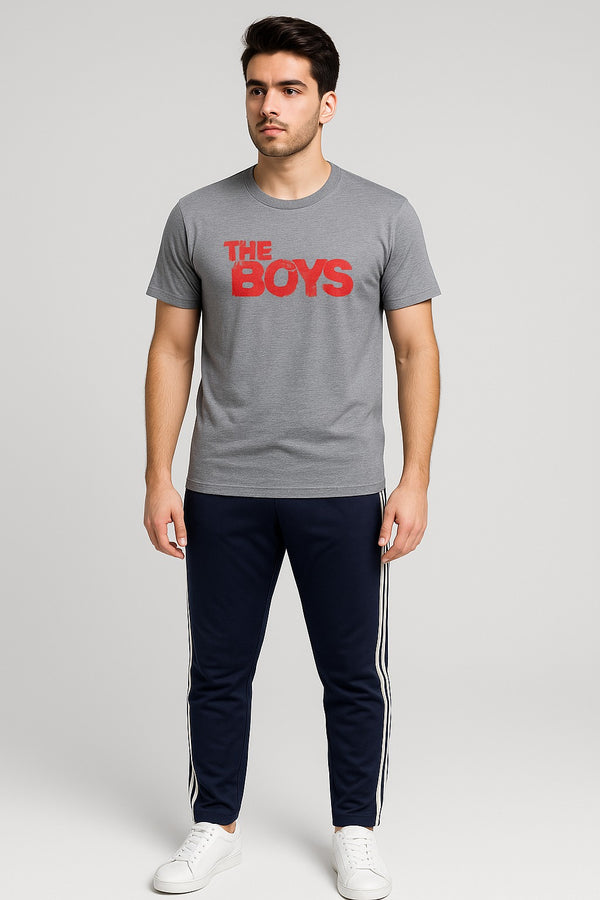 Men’s Grey “The Boys” Printed T-Shirt & Navy Trouser