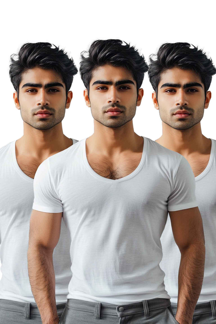 Mona white Men's vest Short Sleeve pack of 3