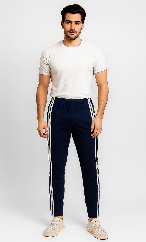 Men's Essential Side Stripe Trouser (Navy Blue)