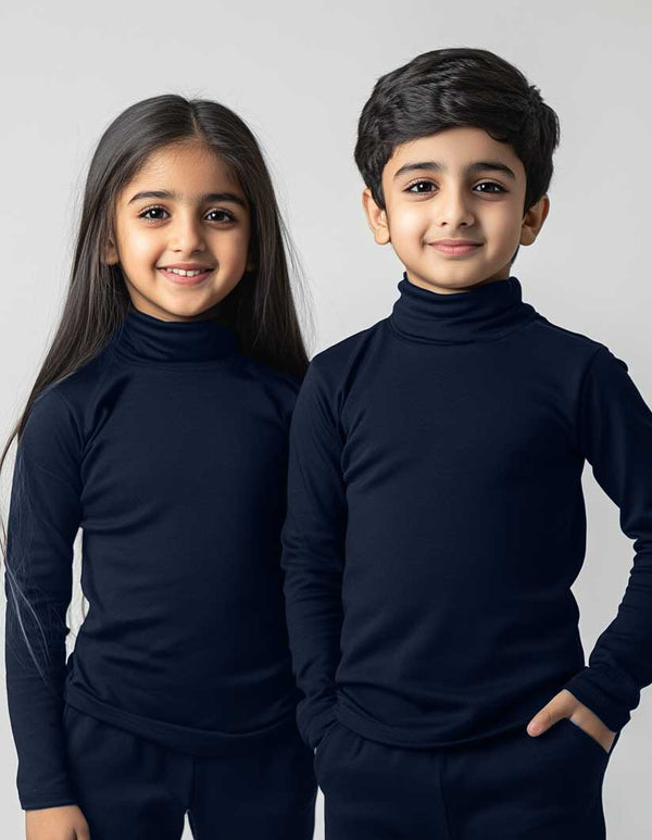 Girls/Boys High Neck Tops (Navy)