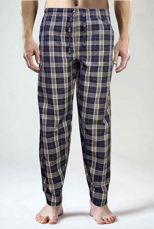 Men's Cotton Check Trouser (Navy Plaid)