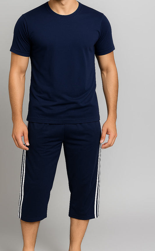 Men Three Quarter Night Suit Navy