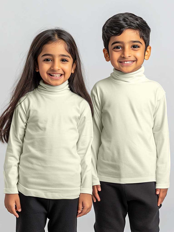 Girls/Boys High Neck Tops (Off-white)