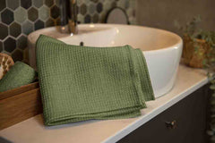 Premium Cotton Waffle Bath Sheet  Towel (Olive Green)