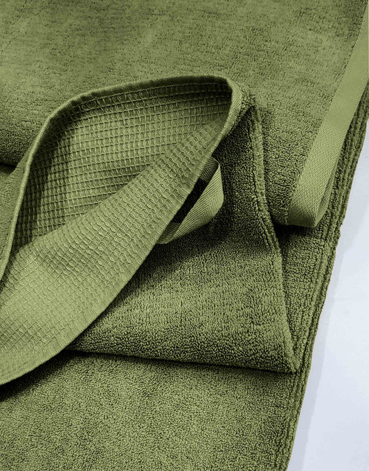 Premium Cotton Waffle Bath Sheet  Towel (Olive Green)