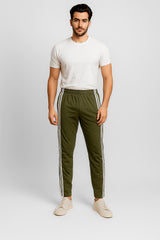 Men's Essential Side Stripe Trouser Olive Green