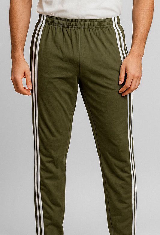 Men's Essential Side Stripe Trouser Olive Green