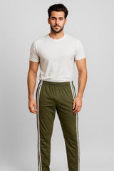 Men's Essential Side Stripe Trouser Olive Green