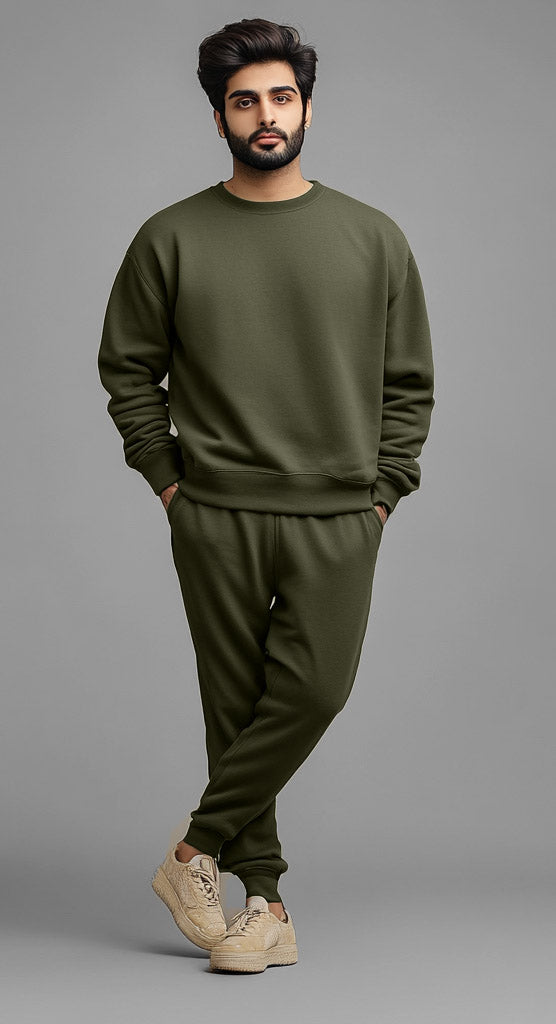 Fleece Olive Sweat Suit