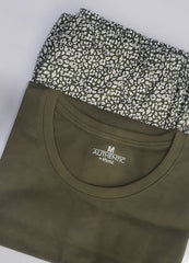 Women's olive shirt and printed trouser (Stretchable)