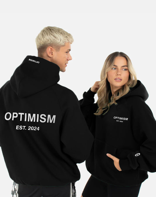 Unisex Premium Fleece- Hoodie Oversized (Black) Optimism