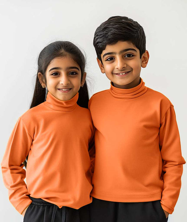 Girls/Boys High Neck Tops (Orange)