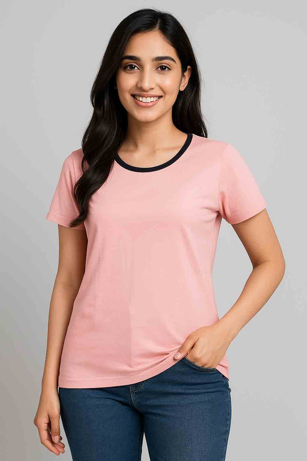 Women Short Sleeve 100% COTTON T-SHIRT Pink