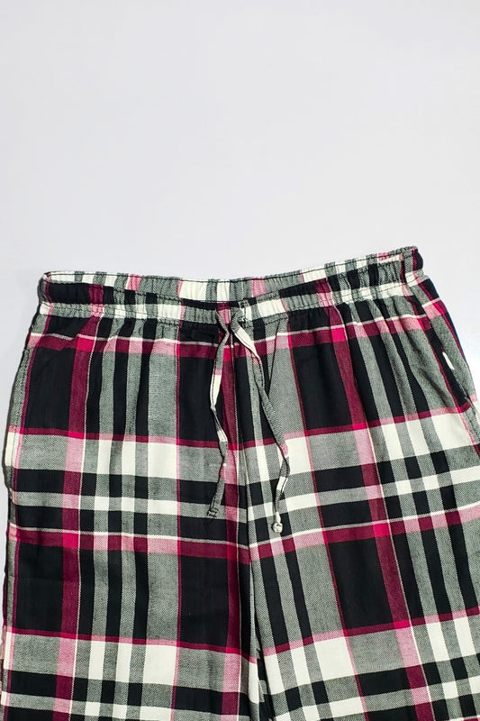 Women Cotton flannel Check Trouser (pink black Check)