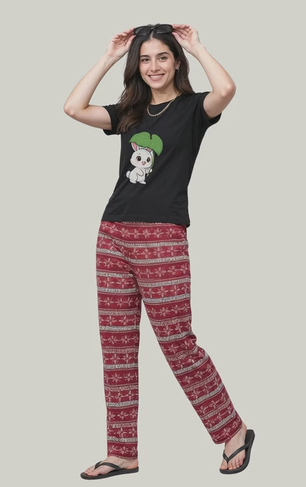 Buy Women’s Cute Rabbit Print Lounge Wear | Night Suit