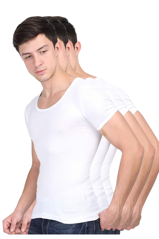 Mona Men's Short Sleeve poly-cotton (Vest Pack of 3)