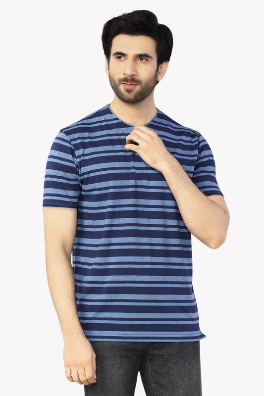 Blue and Sky Stripes Short Sleeve T-Shirt