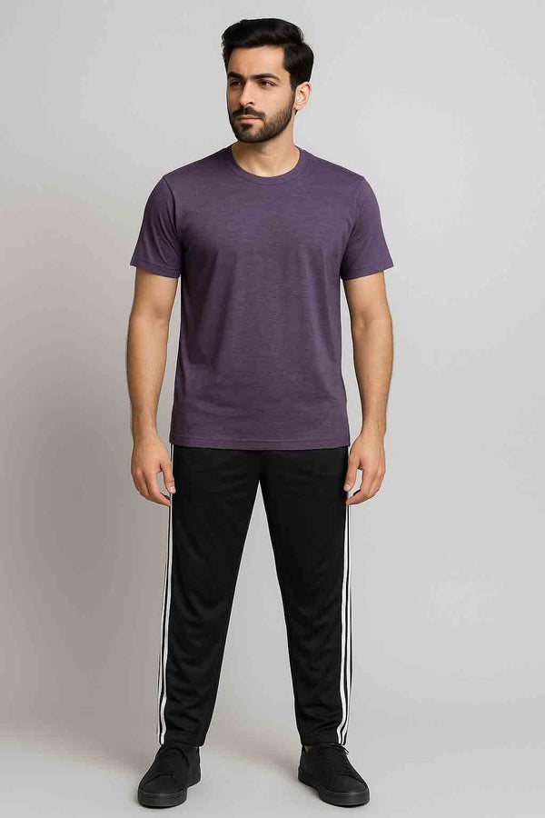Men Mélange Shirt And Black Trouser (Round-Neck)