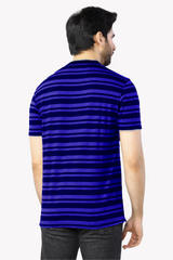 Blue and Black Stripes Short Sleeve T-Shirt