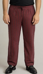 Men's Cotton Check Trouser (Red Black Check) Stretchable